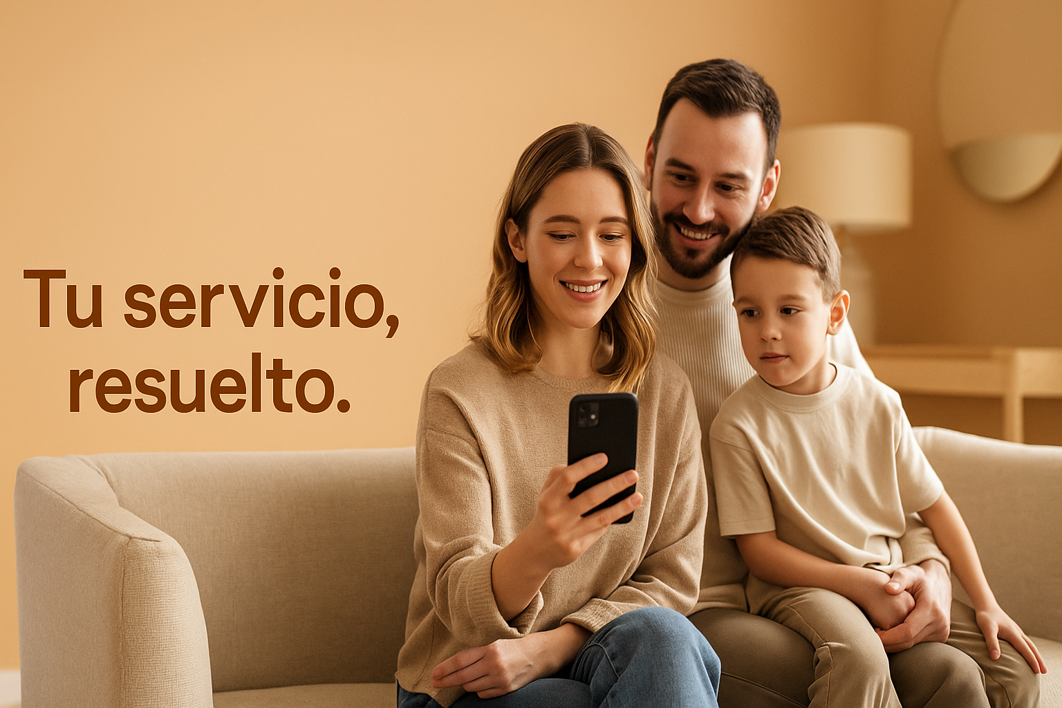 Familia usando Fixly para contratar servicios del hogar
